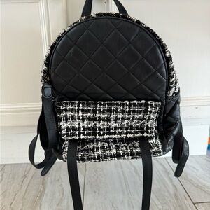 Black and White Quilted Backpack
